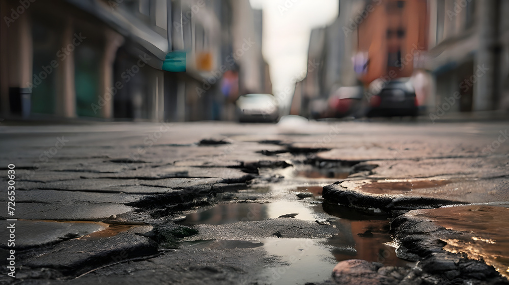 The Struggle Beneath Our Wheels, Urban Decay: Road Infrastructure in Crisis, Street in the City, Generative AI 