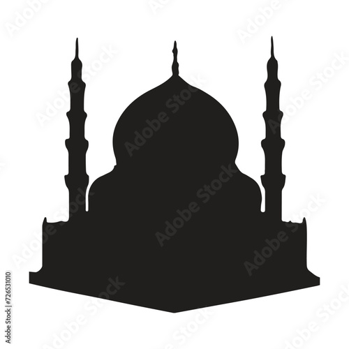 The front side of the mosque, silhouette. white background