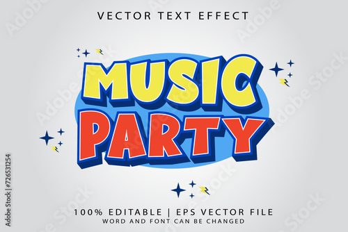 Text effect that can be edited 3D Cartoon template style premium vector of a music party