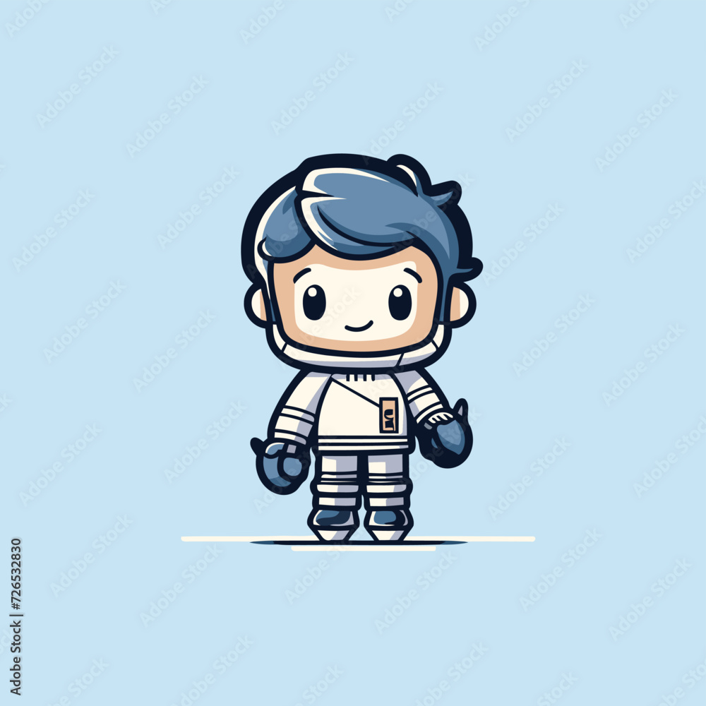 Cute astronaut boy cartoon character vector illustration. Cute astronaut boy cartoon character.