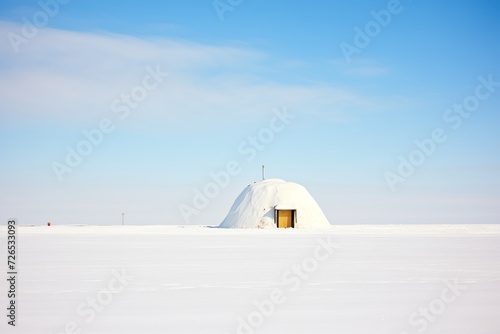 an igloo in the midst of a snowy landscape