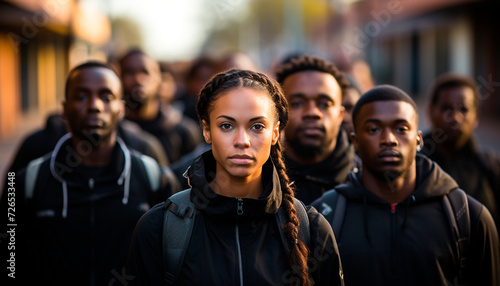 A group of young adults, smiling, looking at camera confidently generated by AI