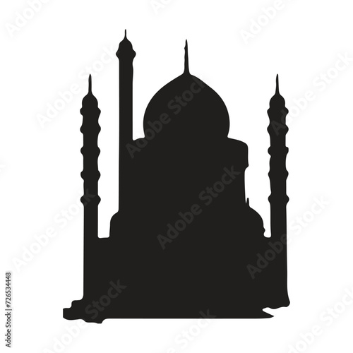 The front side of the mosque, silhouette. white background