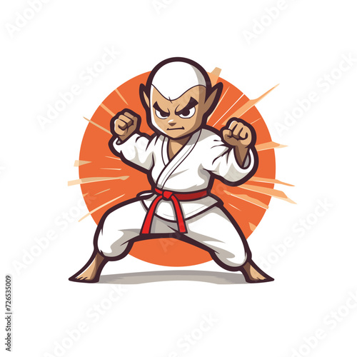 Taekwondo fighter cartoon vector illustration. Martial arts sport.