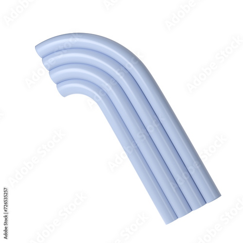 3d rendering of plaster molds Abstract geometry blue figure. Minimalistic transparent forms. Stylish aesthetic showcase, mock up for the exhibitions, presentation of products and goods