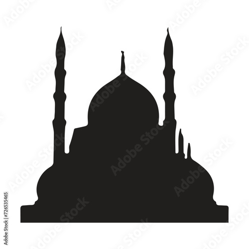 The front side of the mosque, silhouette. white background