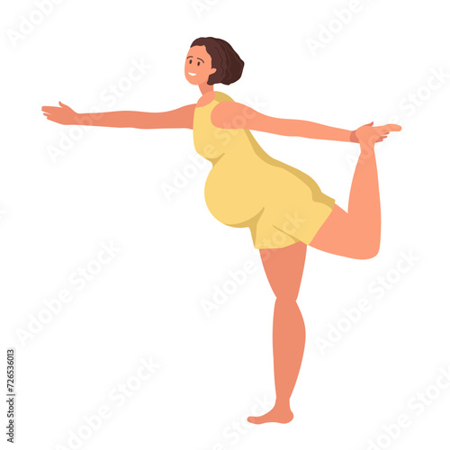 Pregnant woman doing yoga. Woman in sportswear makes Natarajasana, Lord of the Dance Pose or Dancer Pose. Women healthy lifestyle and exercise during pregnancy concept. Good for mum