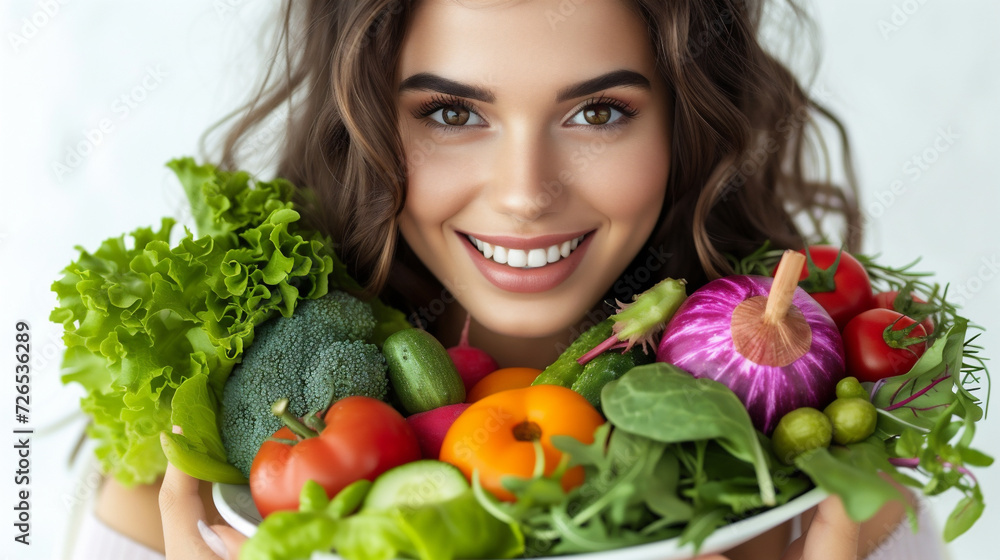 沢山の野菜と女性