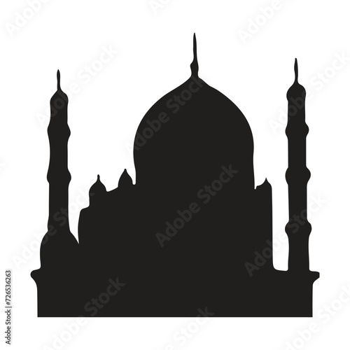 The front side of the mosque, silhouette. white background