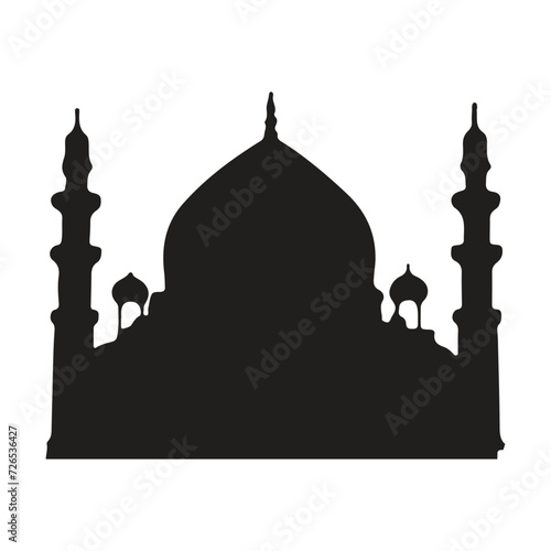 The front side of the mosque, silhouette. white background