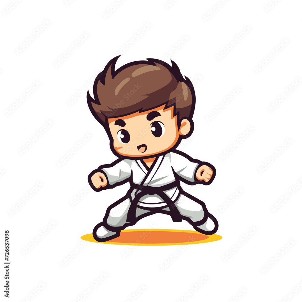Taekwondo Boy Cartoon Mascot Character Vector Illustration