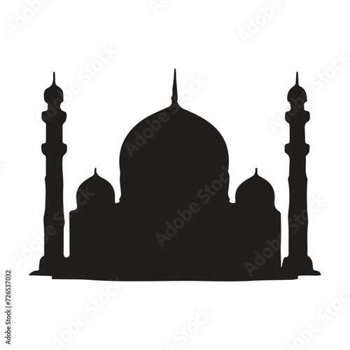 The front side of the mosque, silhouette. white background