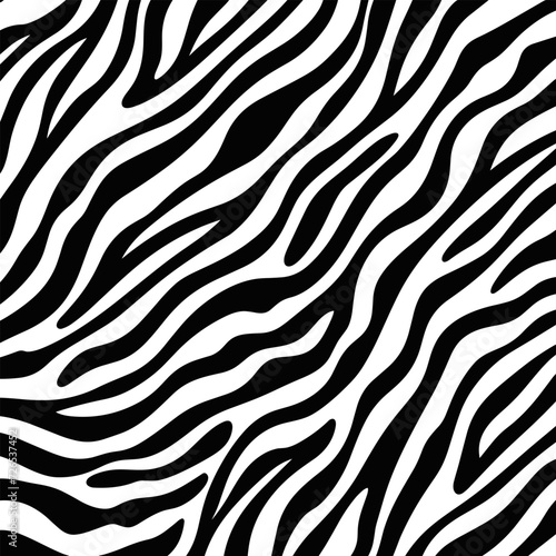 Trendy zebra skin pattern background vector. Black and White Line Wave Abstract Background.