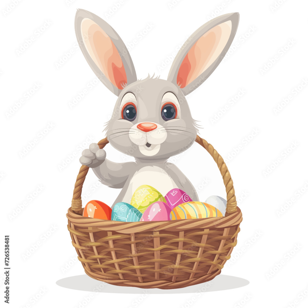 Easter Bunny with basket full of easter eggs
