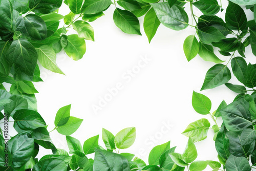 A lush border of vibrant green leaves