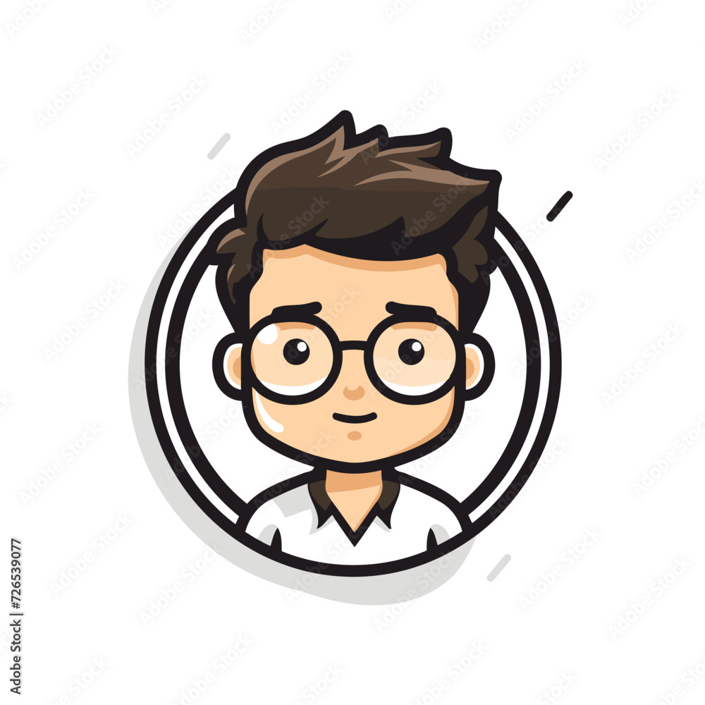 Businessman cartoon character with glasses vector illustration. Businessman face.