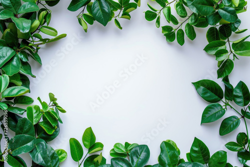 A lush border of vibrant green leaves