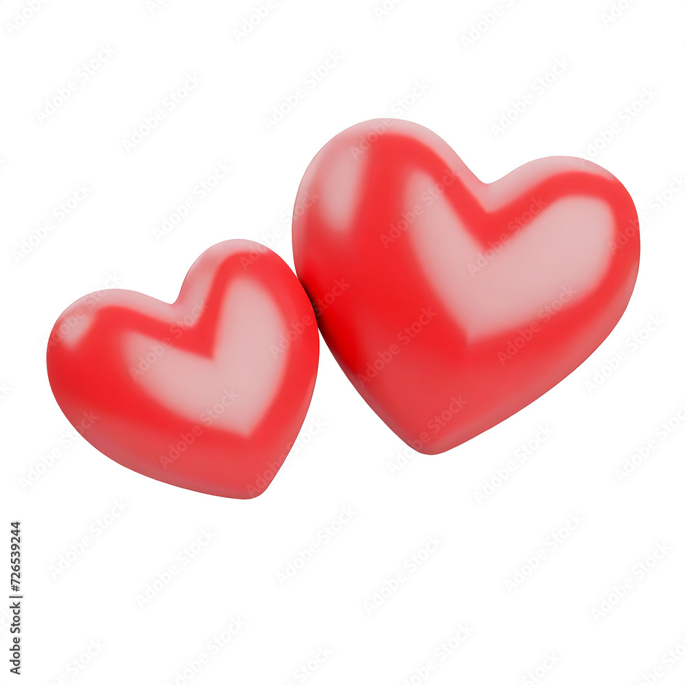 Two hearts in 3d, render, transparent background.
Two hearts in 3d, render, transparent background.