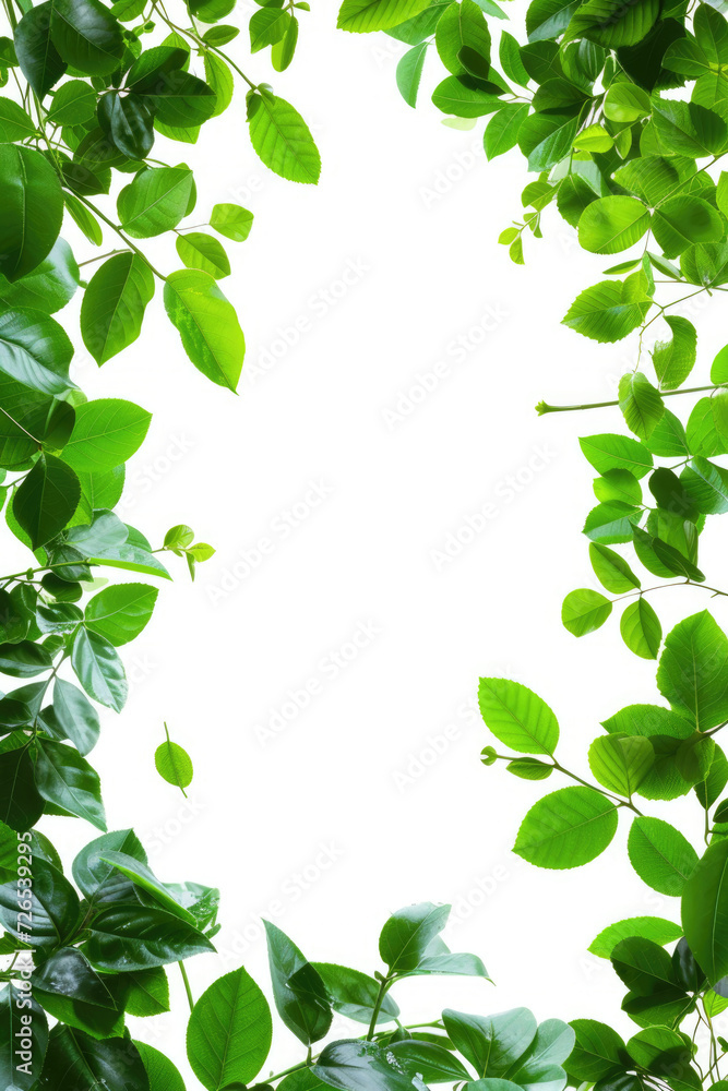 A lush border of vibrant green leaves