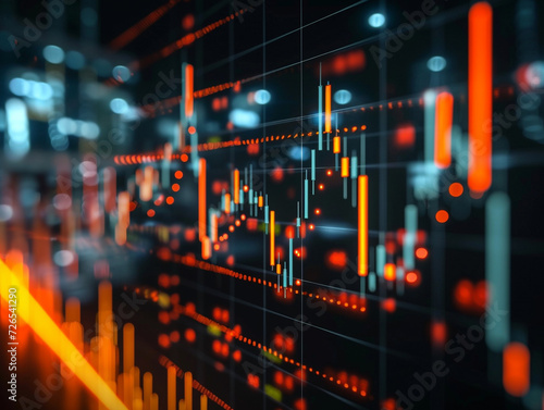 Capital market dynamics visualized with rising graphs, indicating positive trends and profitable investment opportunities photo