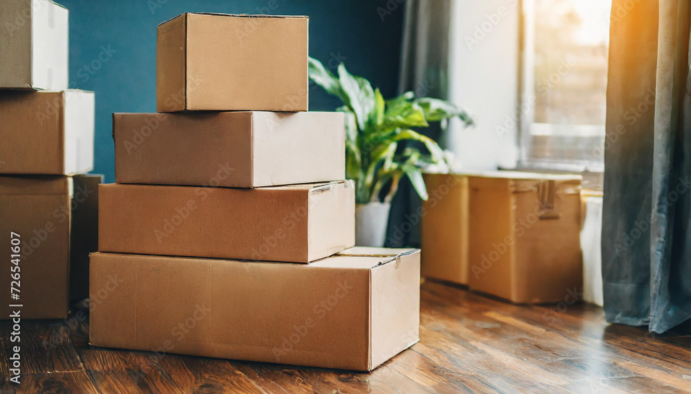 cardboard boxes with household items symbolize moving, relocation, and renovation, conveying the anticipation and transition of a new home cardboard boxes with household items symbolize moving, relocation, and renovation, conveying the anticipation and transition of a new home