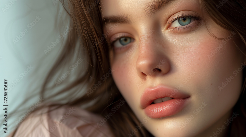 woman pose for a magazine, in the style of minimalist beauty, distinct facial features, softly organic, candid and sensual woman pose for a magazine, in the style of minimalist beauty, distinct facial features, softly organic, candid and sensual
