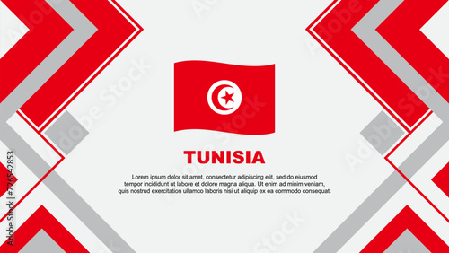 Tunisia Flag Abstract Background Design Template. Tunisia Independence Day Banner Wallpaper Vector Illustration. Tunisia Banner photo