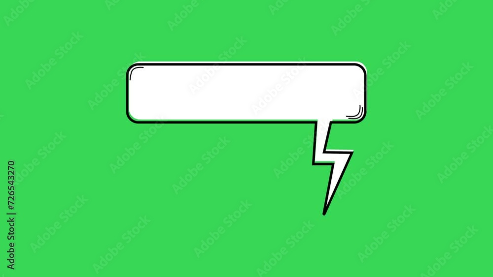Speech bubble on green background. White chat balloon animation. Speech bubble on green background. White chat balloon animation.