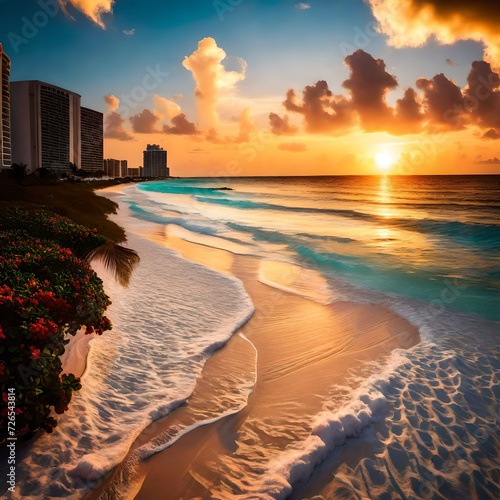 sunset over the beach