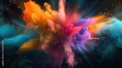 Colorful ink explosion on dark background