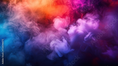 Colorful smoke cloud in front of dark background.