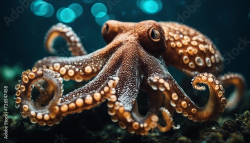 Octopus. Large octopus with tentacles. Sea life. Selective focus. AI generated