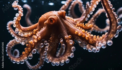 Octopus. Large octopus with tentacles close-up. Sea life. Selective focus. AI generated