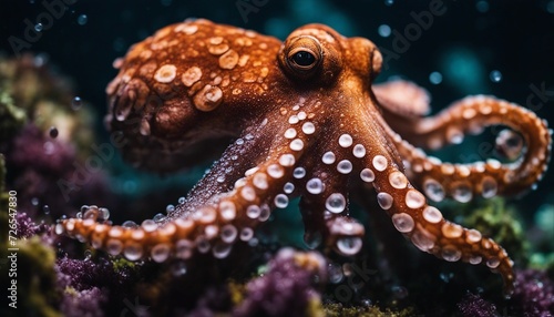 Octopus. A big octopus with tentacles. AI generated