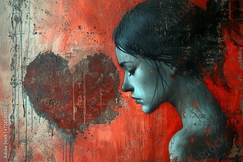 Illustration of a sad girl with heartbreak