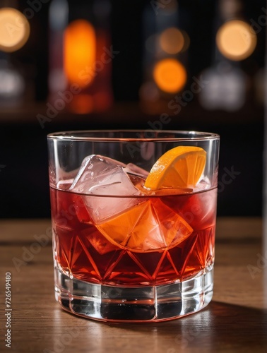 Photo Of Negroni Cocktail On The Wooden Table