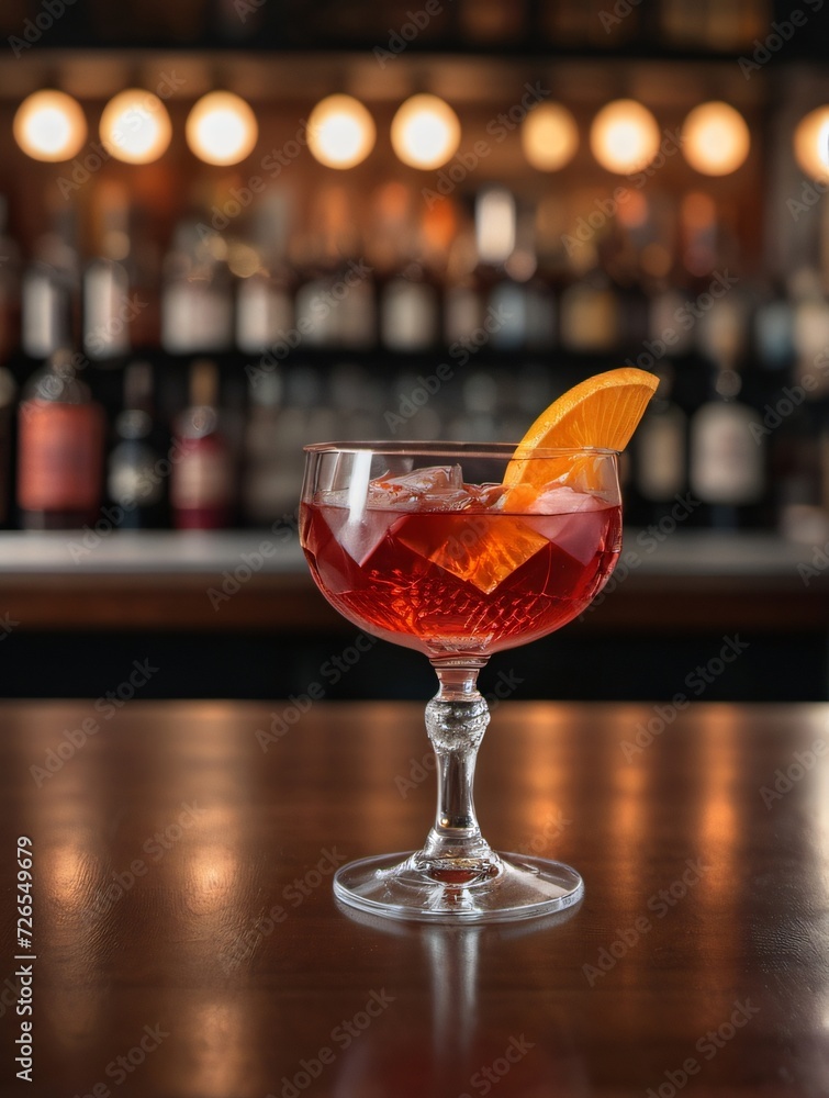 Photo Of Negroni Cocktail On The Bar Counter