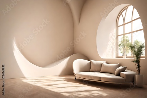 sunrays in modern living room with sofa 