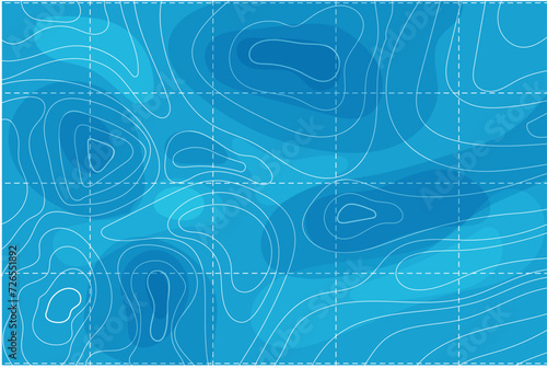 Topographic map with contour line grid water ocean, sea relief, depth. Nautical, cartography abstract area