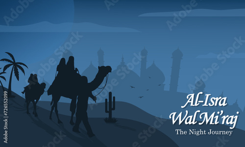 Desert background of Isra Miraj Islamic Day celebration