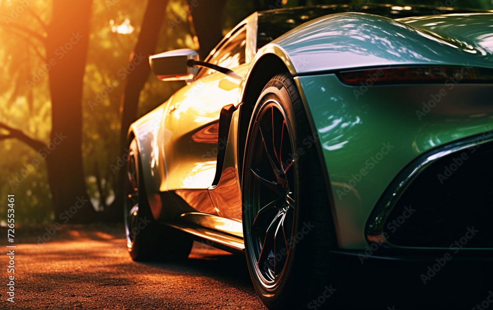 Speedscape: Close-Up Shot of a Sports Car Scene in the Rearview Speedscape: Close-Up Shot of a Sports Car Scene in the Rearview