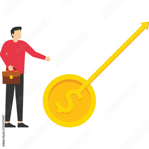 The graph has skyrocketed with investors money, Vector illustration design concept in flat style

