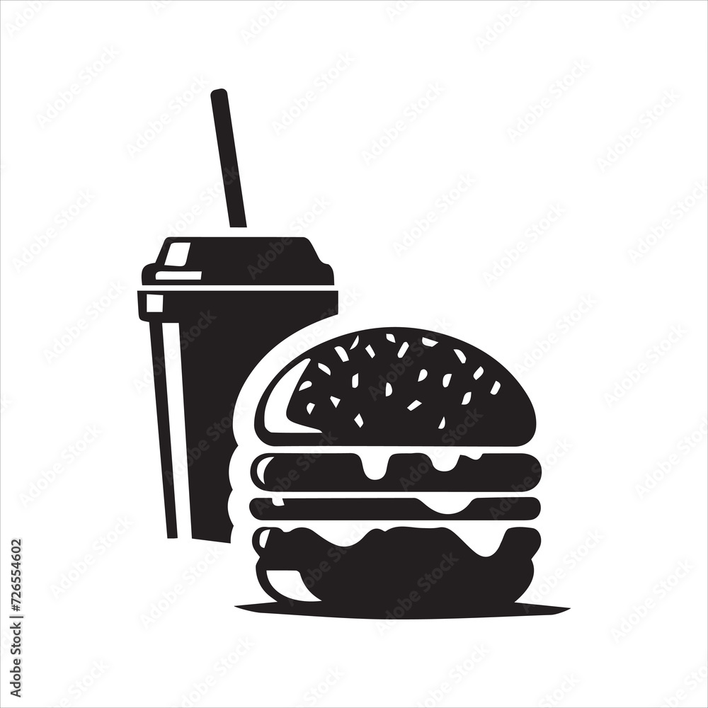 Fast food icon. Burger and soft drink. Restaurant icon Fast food icon. Burger and soft drink. Restaurant icon