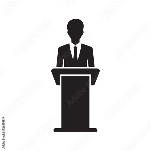 Lecturer or public speaker icon. Tribune presentation. Speaker, Presentation icon