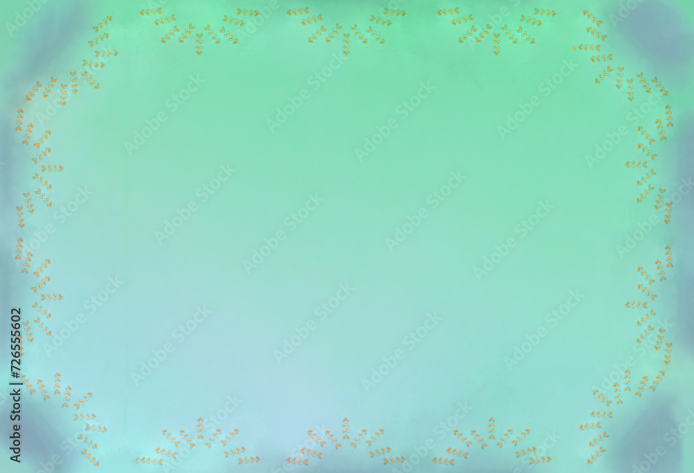 Fototapeta premium 水の波紋をモチーフに矢印の形をしたブロックに囲まれた淡い緑色のフレーム