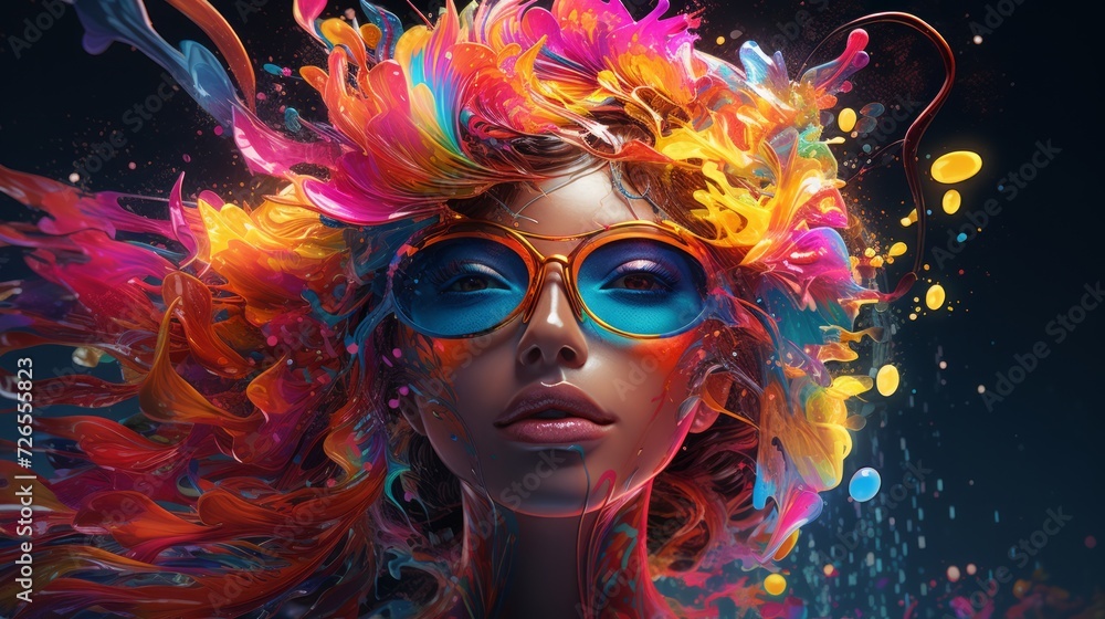 Abstract futuristic fantasy girl portrait in fairytale synthwave colors and glow. Neural network AI generated art Abstract futuristic fantasy girl portrait in fairytale synthwave colors and glow. Neural network AI generated art