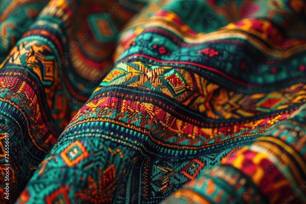 Mexican fabrics traditional pattern macro in tissue sample. Mexican fabrics traditional pattern macro in tissue sample.