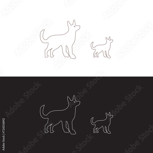 line art circle dog animal logo design . dog simple vector logo design