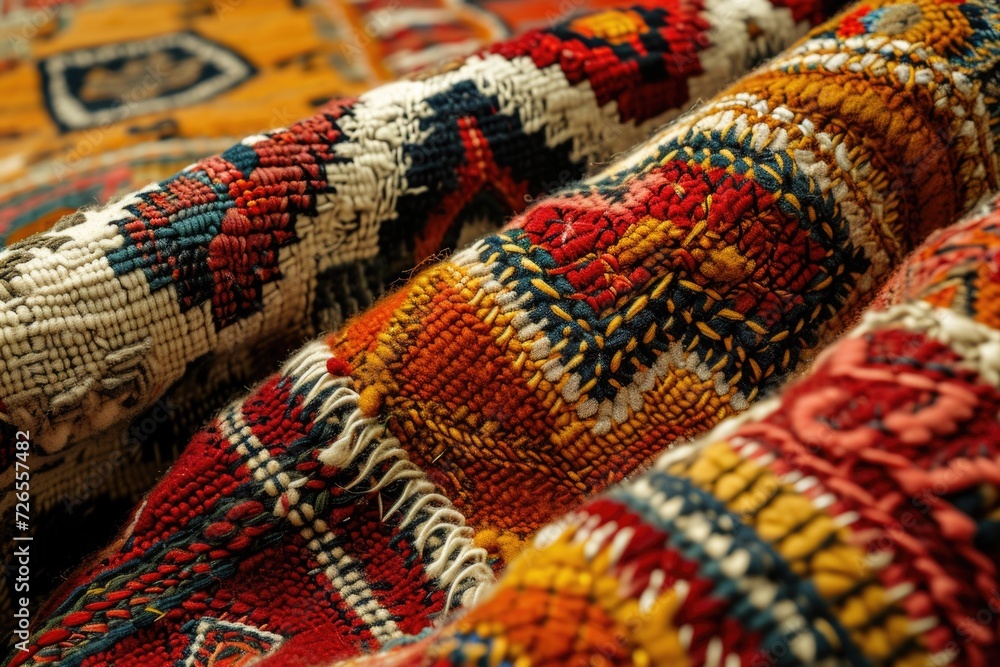 Textures of Moroccan carpet fabrics. Textures of Moroccan carpet fabrics.