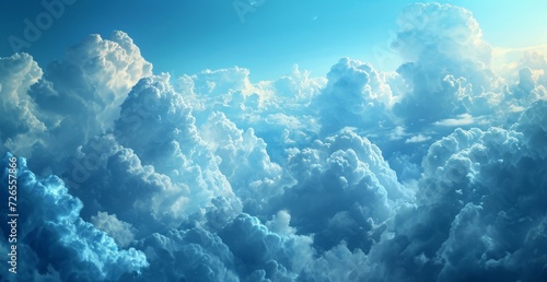 Blue sky and fluffy clouds drift lazily above, creating a breathtaking landscape of nature's grandeur © Vladan